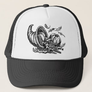 Klassieke Wicker Cornucopia Zwart Wit Illustratie Trucker Pet