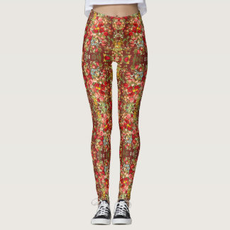 Klassieke wijn Floral Burgundy Chintz Leggin Leggings