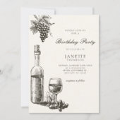 Klassieke wijnfles en druiven kaart (Voorkant)