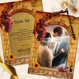 Klassieke wijngaard foto bruiloft bedankkaart