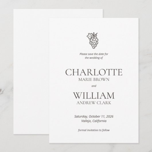 Klassieke wijnmakerij Napa Italië bestemming bruil Save The Date (Voorkant / Achterkant)