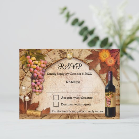 Klassieke wijnmakerij of wijngaard RSVP uitnodigin (Staand voorkant)