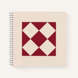 Klassieke wijnrode geometrische tegelkunst  notitieboek