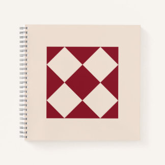 Klassieke wijnrode geometrische tegelkunst  notitieboek