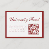 Klassieke wijnrode universiteitsfonds QR-code afst Informatiekaartje (Voorkant)
