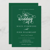 Klassieke Wijze groen en wit bruiloft uitnodiging (Voorkant / Achterkant)