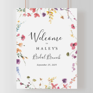 Klassieke Wild Floral Bridal Brunch Welkomstbord Poster