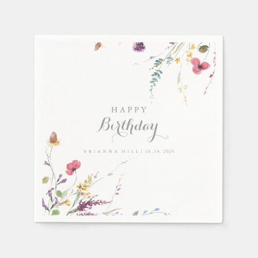 Klassieke Wild Kleurrijke Bloemen Verjaardagsfeest Servet (Voorkant)