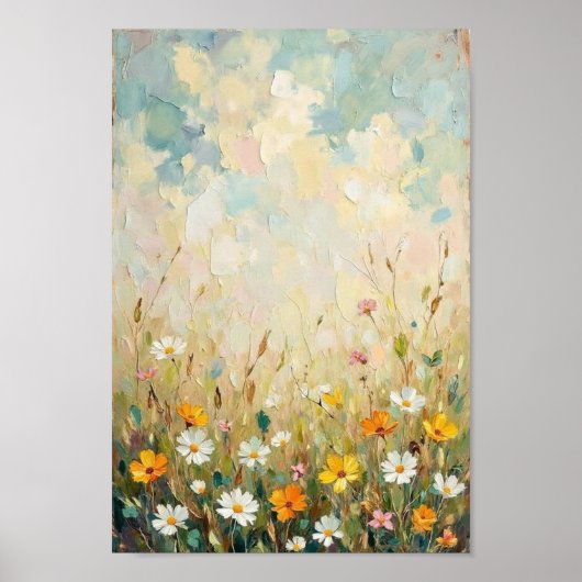 Klassieke Wilde Bloemenweide Plattelandskunst Poster (Voorkant)
