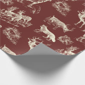 Klassieke wilde dieren Antiek Cream en maroon Cadeaupapier (Hoek)