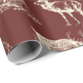 Klassieke wilde dieren Antiek Cream en maroon Cadeaupapier (Rol Hoek)