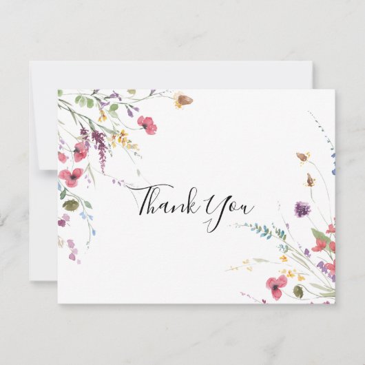 Klassieke wilde flat bruiloft bedankkaart (Voorkant)