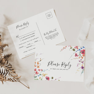 Klassieke Wilde Kleurenmenu Keuze RSVP Briefkaart
