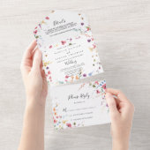Klassieke wilde kleurige Floral Wedding All In One Uitnodiging (Afscheurbaar)