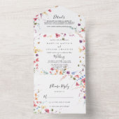 Klassieke wilde kleurige Floral Wedding All In One Uitnodiging (Binnen)