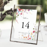 Klassieke wilde kleurige Floral Wedding Kaart<br><div class="desc">Dit klassieke wilde kleurige florale trouwnummer is perfect voor een tropische bruiloft. Het ontwerp is voorzien van roze, paarse, gele, bogundy, marjoor en blauwe, met de hand getekende, wilde bloemen die in prachtige vormen zijn gegoten. Dit is een dubbelzijdig tabelnummer. Voeg elk tabelnummer toe dat u aan uw karretje afzonderlijk...</div>