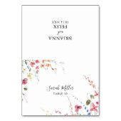 Klassieke Wilde Kleurrijke Bloemenbruiloft Plaats Kaart (Voorkant)
