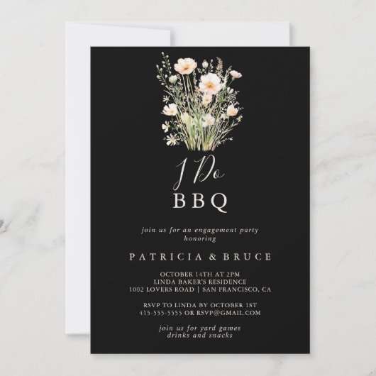 Klassieke Wildflower Black I Do BBQ Engagement Par Kaart (Voorkant)