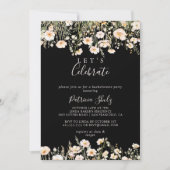 Klassieke Wildflower Black Let's Celebrate Party Kaart (Voorkant)