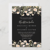 Klassieke Wildflower Black Nuestra Boda Wedding Kaart (Voorkant)