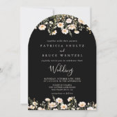 Klassieke Wildflower Black voor & achter bruiloft Kaart (Voorkant)