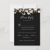 Klassieke Wildflower Black Wedding Menu Keuze RSVP (Voorkant)