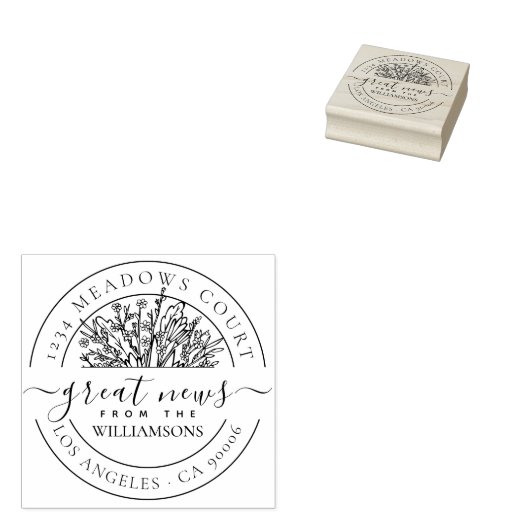 Klassieke Wildflower familie retouradres Rubberstempel (Gestempeld)