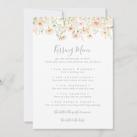 Klassieke Wildflower Wedding Kissing Menu Game Kaa (Voorkant)