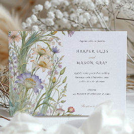 Klassieke Wildflowers Elegant Pastel Wedding Uitno Kaart
