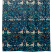 Klassieke William Morris aardbei Retro Navy blauw Douchegordijn (Voorkant)