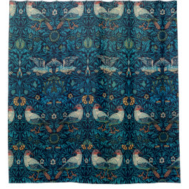 Klassieke William Morris aardbei Retro Navy blauw Douchegordijn
