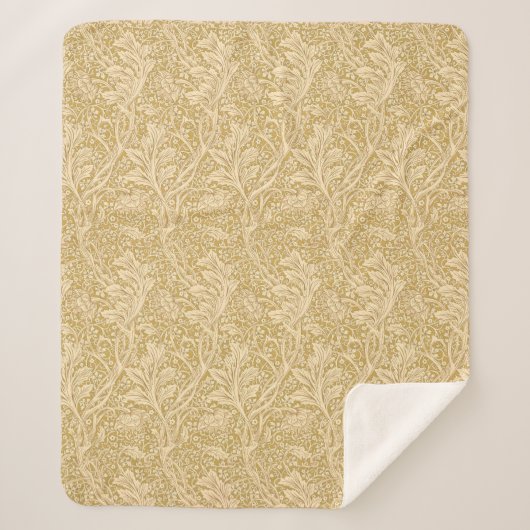 Klassieke William Morris Arcadia Goud Naadloos Sherpa Deken (Voorkant)