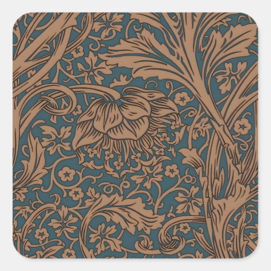 Klassieke William Morris Arcadia Naadloos Behangpa Vierkante Sticker (Voorkant)
