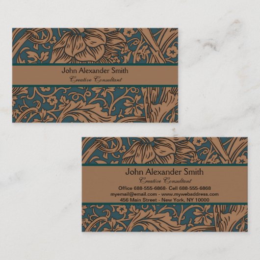 Klassieke William Morris Arcadia Naadloos Behangpa Visitekaartje (Voorkant / Achterkant)