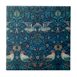 Klassieke William Morris Blue van Floral Birds Tegeltje