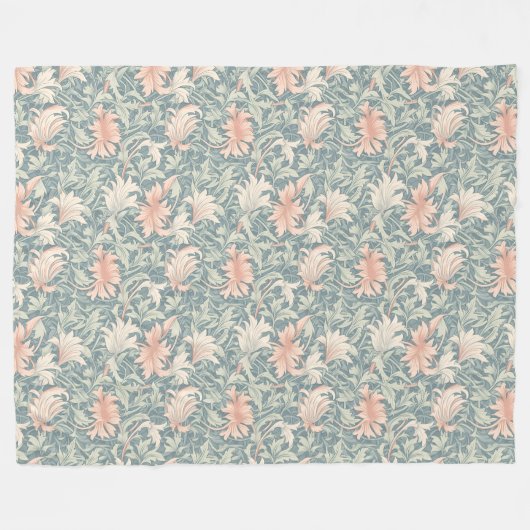 Klassieke William Morris geïnspireerd Floral paste Fleece Deken (Voorkant (Horizontaal))