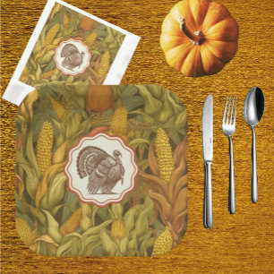 Klassieke William Morris Herfstmais en kalkoen Papieren Bordje