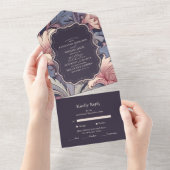 Klassieke William Morris Lavendel Bruiloft All In One Uitnodiging (Afscheurbaar)