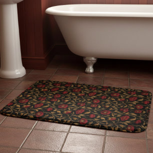 Klassieke William Morris Rood Goud Klaproos Bloemm Badmat