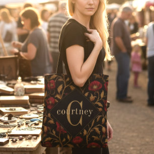 Klassieke William Morris Rood Goud Klaproos Bloemm Tote Bag