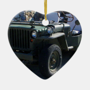 Klassieke Willy's Jeep. Keramisch Ornament