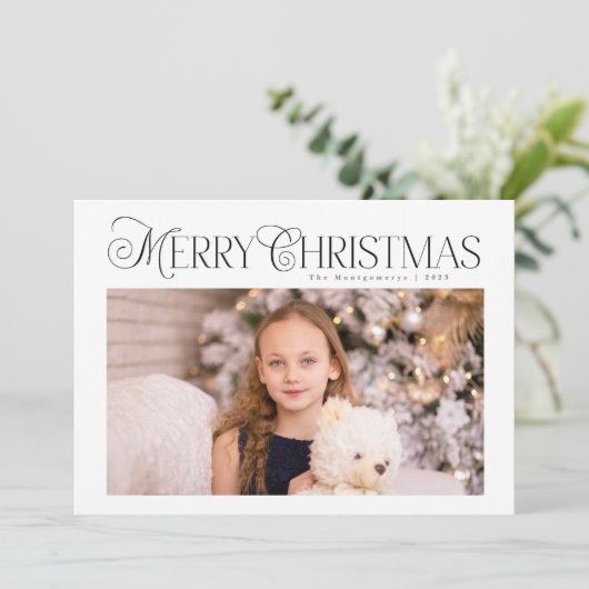 Klassieke Winter Blauwe Vakantie Multi Fotokaart Feestdagenkaart (Staand voorkant)