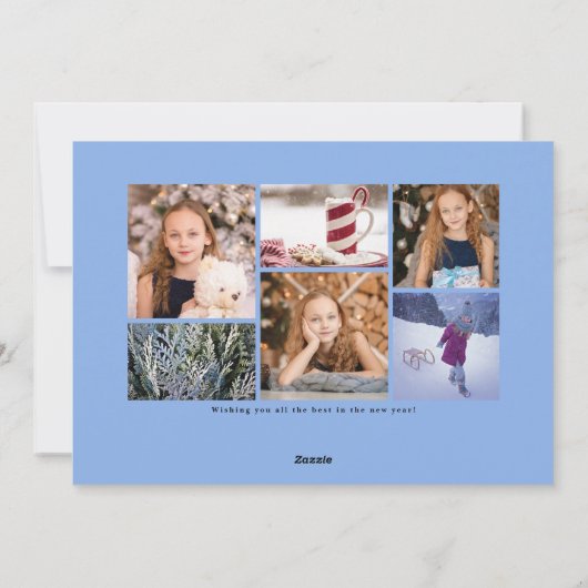 Klassieke Winter Blauwe Vakantie Multi Fotokaart Feestdagenkaart (Achterkant)