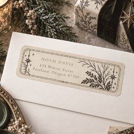 Klassieke Winter Botanische Kerst Etiket