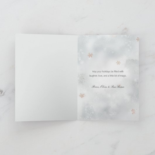 Klassieke Winter Botanische Twee Foto's Feestdagen Kaart (Binnen)