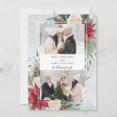 Klassieke Winter Botanische Twee Foto's Feestdagenkaart (Voorkant)
