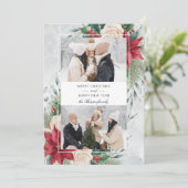 Klassieke Winter Botanische Twee Foto's Feestdagenkaart (Staand voorkant)