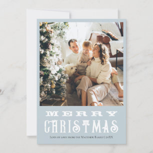 Klassieke Winter Dieren Blauw Familie Kerstmis Feestdagenkaart