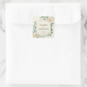 Klassieke winter Floral Vow Renewal Weddenschap Vierkante Sticker (Tas)