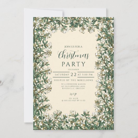 Klassieke Winter Greenery Kerstmis Kaart (Voorkant)